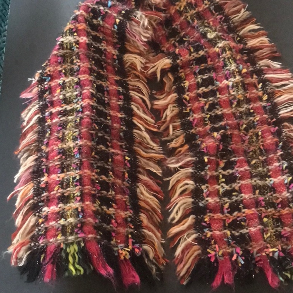 Zazouluxe multicolored fringe scarf